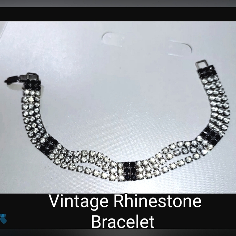 Vintage White & Black Rhinestone Bracelet